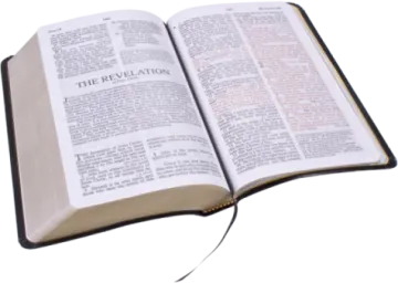 an open bible on a white background