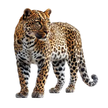a leopard in front of a white background