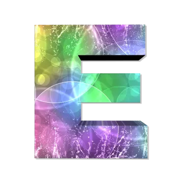 the letter e is made up of colorful swirls