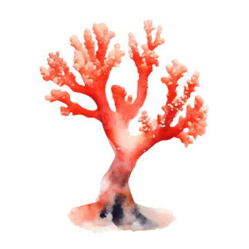 a watercolor painting of a coral tree