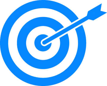 a blue target with an arrow in the center