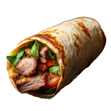 a burritoa filled with meat and vegetables