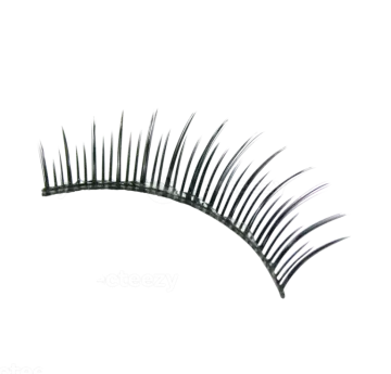 A close up view of a black false eyelashes