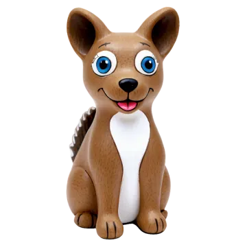 a brown and white dog with blue eyes