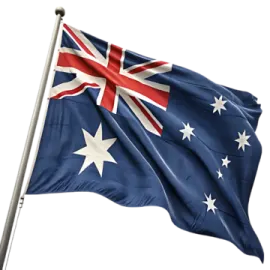 an australian flag flying in the wind