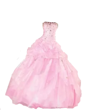 a pink ball gown on a white background