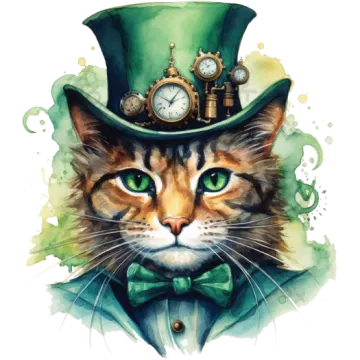 a watercolor painting of a cat wearing a top hat