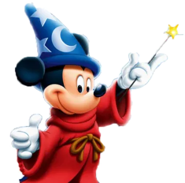 a cartoon character in a red robe holding a wand