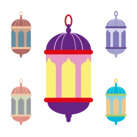 a set of lanterns with different colors