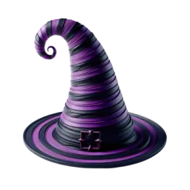 a purple and black witch hat on a white background