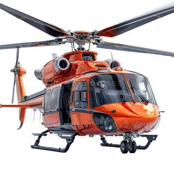 an orange helicopter on a white background