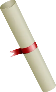 a roll of paper with a red ribbon