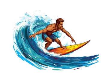 a surfer riding a wave on his surfboard