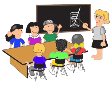 a teacher teaching children in a classroom