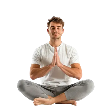 a man sitting in the middle of a yoga pose