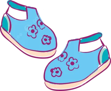 a pair of blue shoes with hearts on them