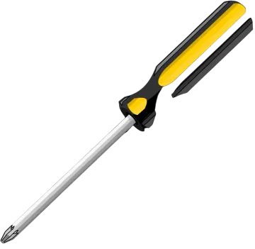 a black and yellow tool on a white background