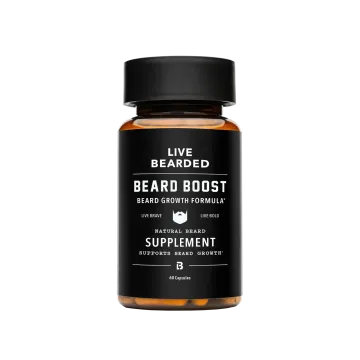 a bottle of beard growth oil on a white background