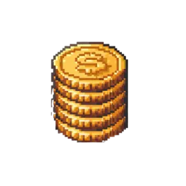 a stack of gold coins on a white background