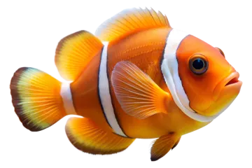 an orange clown fish with a white background