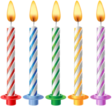 a set of three candles with different colors