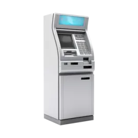 an atm machine on a white background