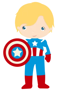 a boy in captain costume holding a shield