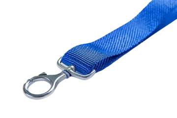 a blue dog leash on a white background