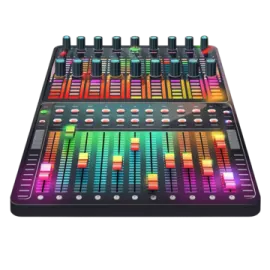 a dj controller with colorful lights on it