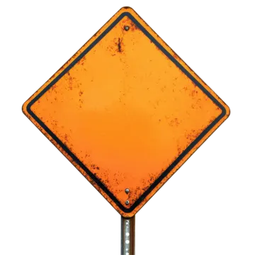 an orange and black road sign