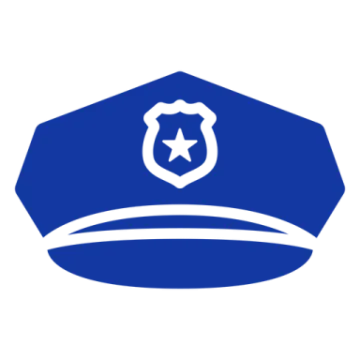 a blue police hat with a star on it