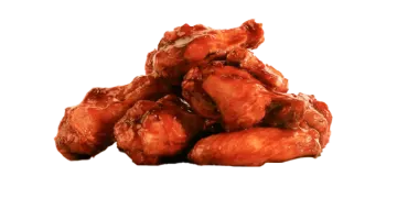 a pile of chicken wings on white background