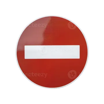 a red and white no entry sign on a white background