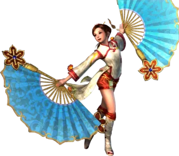 a woman in a chinese costume dancing with a fan