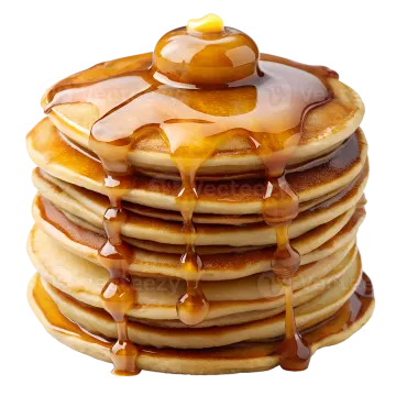 a stack of pancakes with syrup on top