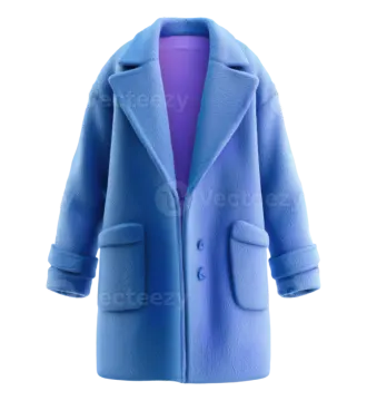 a blue coat on a white background