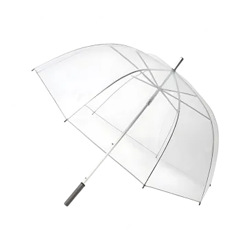a clear umbrella on a white background