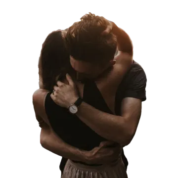 a man hugging a woman