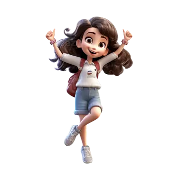 a cartoon girl jumping in the air