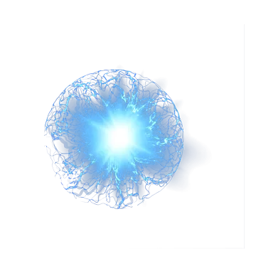 an image of a sphere with blue and white lights