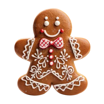 A close up of a ginger bread man