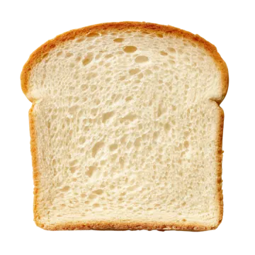 a slice of white bread on a white background