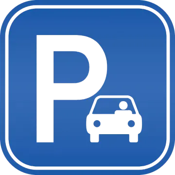 a parking sign with the letter p on it