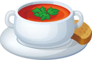 a cup of soup with bread on the side
