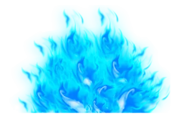 a blue flame on a white background