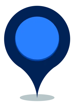 a blue marker marker on a white background