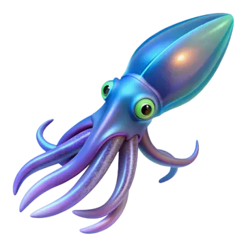 an octopus with green eyes and purple tentacles