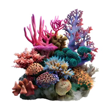 a colorful arrangement of corals and sponges