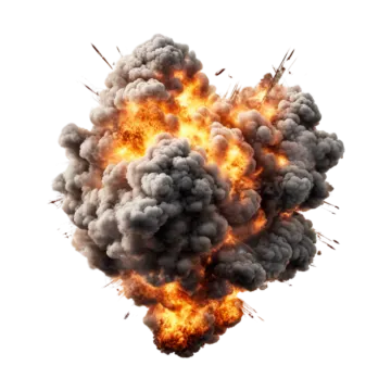 a large explosion of black smoke on a white background