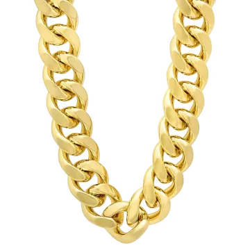 a gold chain necklace on a white background